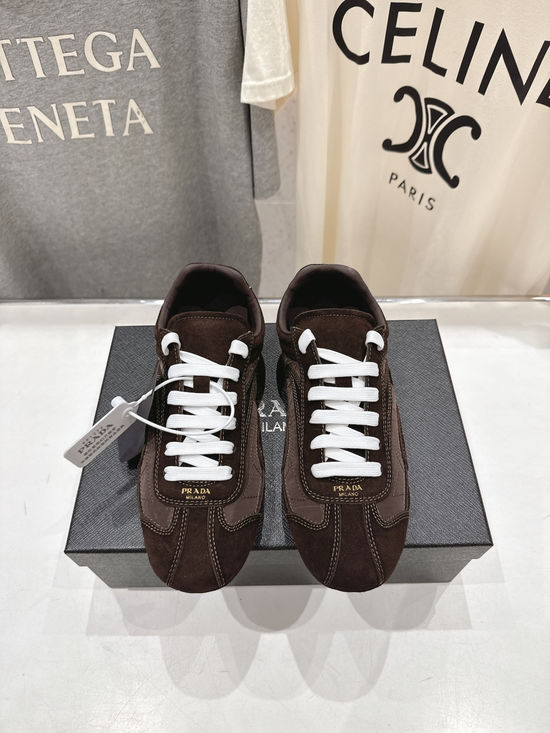 Prada Suede Upper Non Slip Lace Up Casual Sneakers