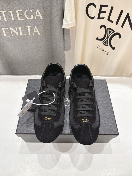 Prada Suede Upper Non Slip Lace Up Casual Sneakers