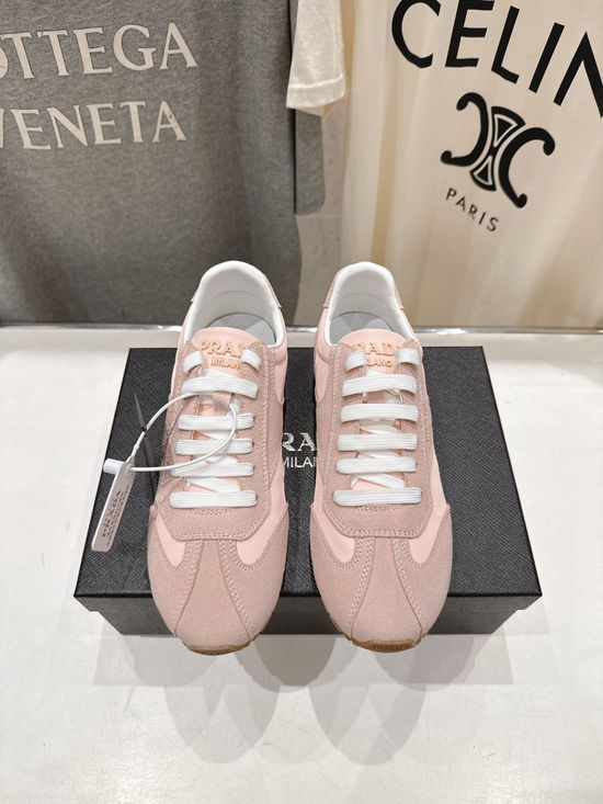 Prada Soft Sole Suede Lace-Up Casual Comfort Sneakers