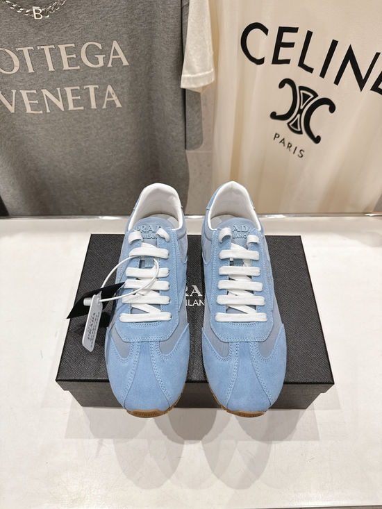 Prada Soft Sole Suede Lace-Up Casual Comfort Sneakers