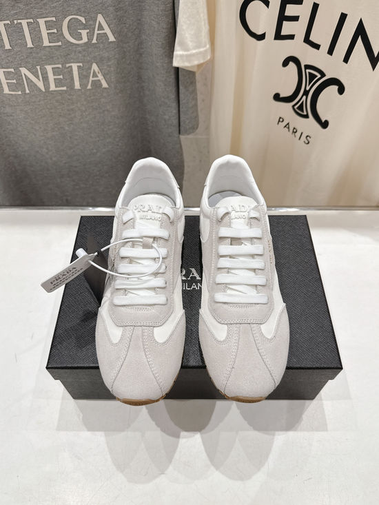 Prada Soft Sole Suede Lace-Up Casual Comfort Sneakers