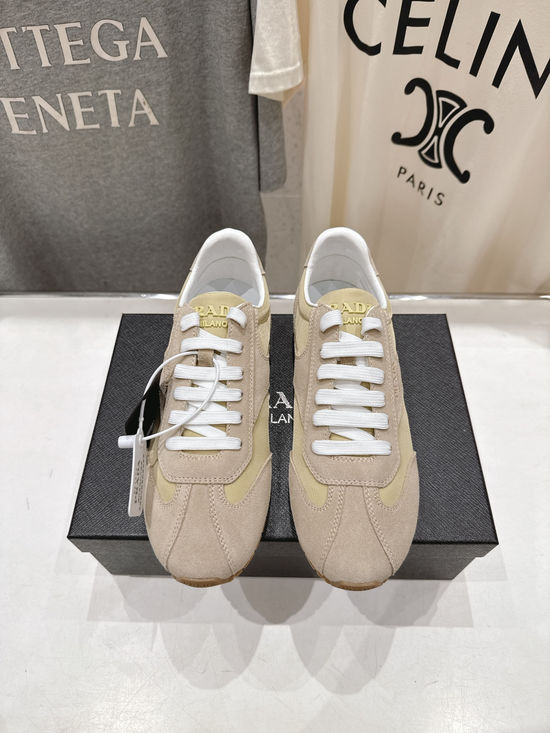 Prada Soft Sole Suede Lace-Up Casual Comfort Sneakers