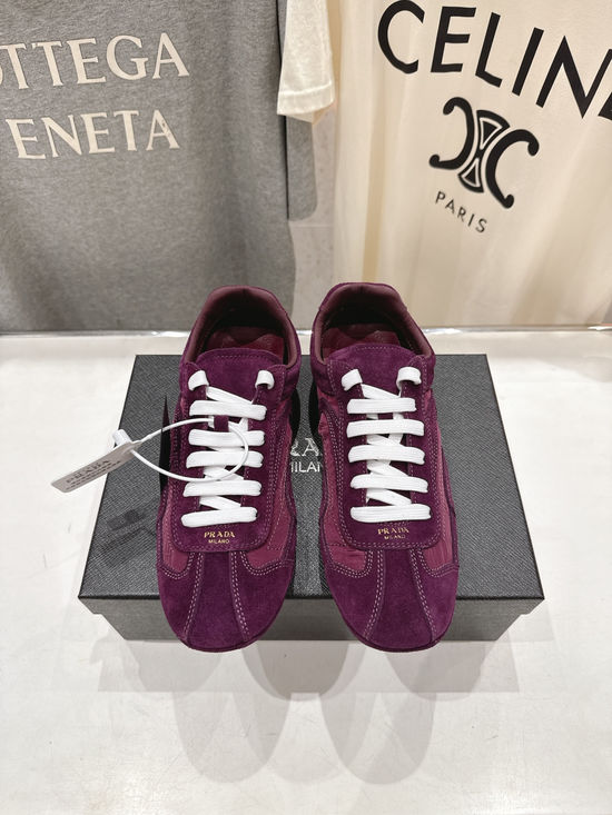 Prada Suede Upper Non Slip Lace Up Casual Sneakers