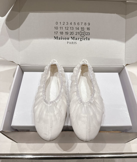 Maison Margiela Silk Fabric Ruched Elastic Mary Jane Ballet Flats