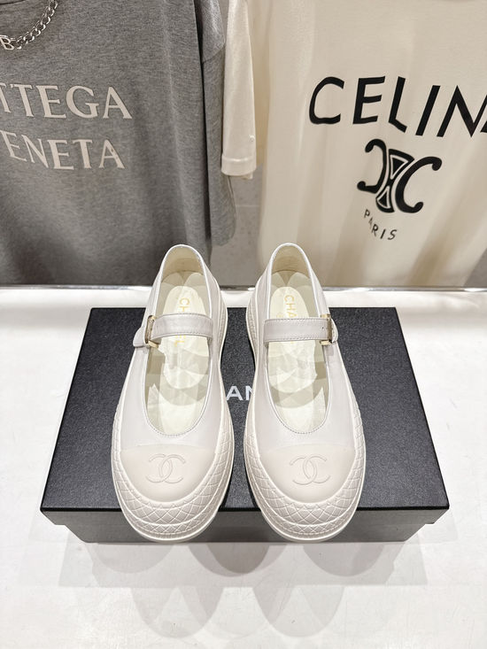 Chanel Chunky Sole Round Toe Leather Mary Jane Shoes