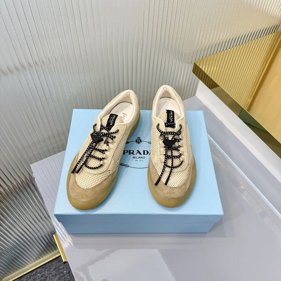 Prada Vintage Printed Canvas Thick Sole Casual Sneakers