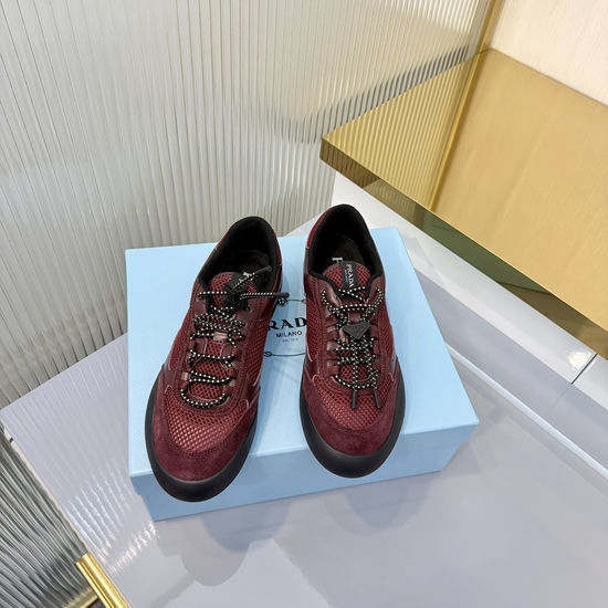 Prada Vintage Printed Canvas Thick Sole Casual Sneakers