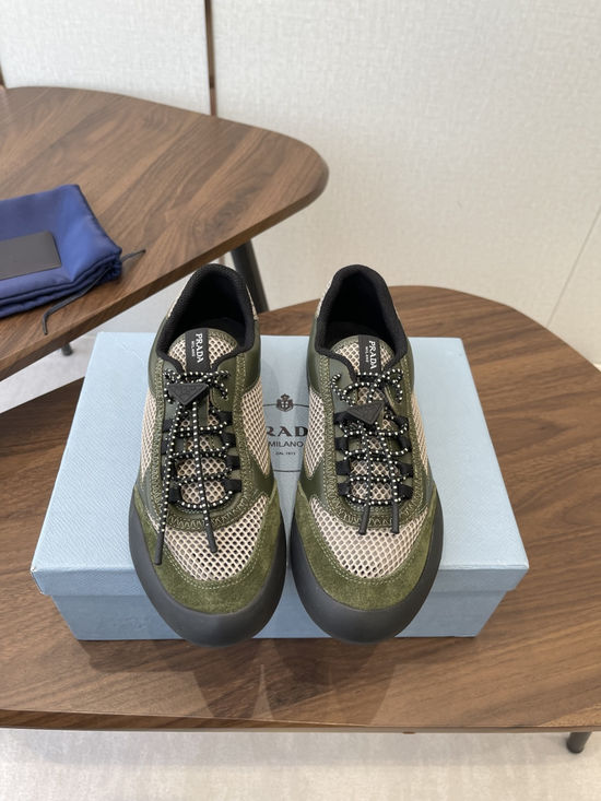 Prada Vintage Leather Mesh Breathable Versatile Daily Training Shoes