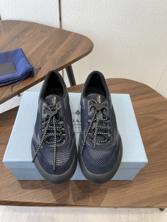 Prada Vintage Leather Mesh Breathable Versatile Daily Training Shoes