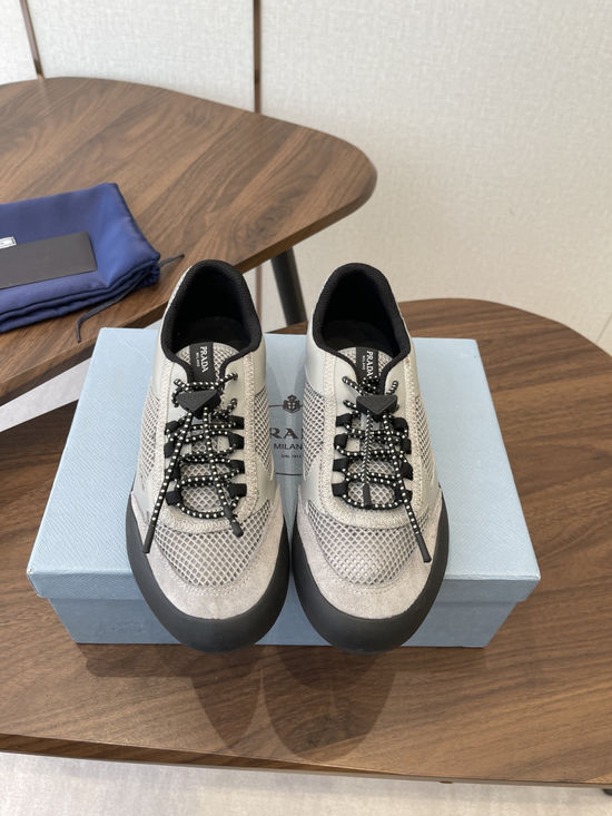 Prada Vintage Leather Mesh Breathable Versatile Daily Training Shoes
