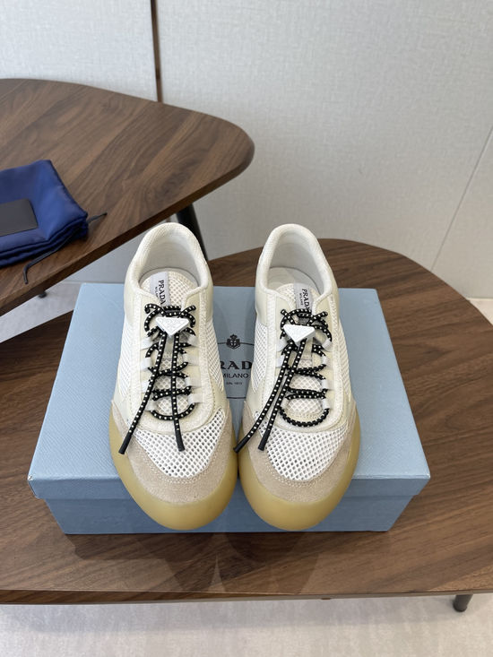 Prada Vintage Leather Mesh Breathable Versatile Daily Training Shoes