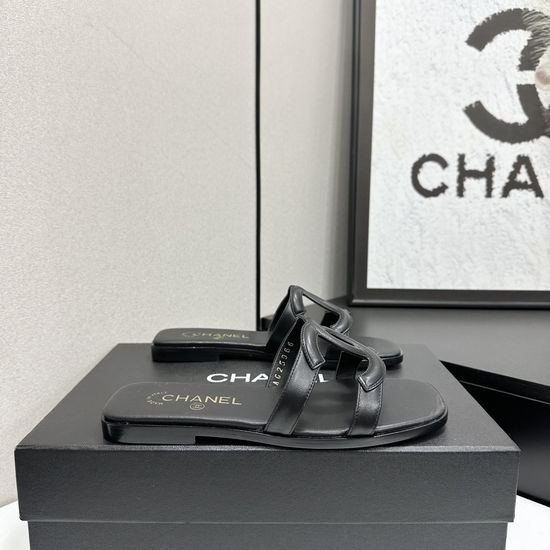 Chanel Elegant Sheepskin Slides with Deluxe Packaging