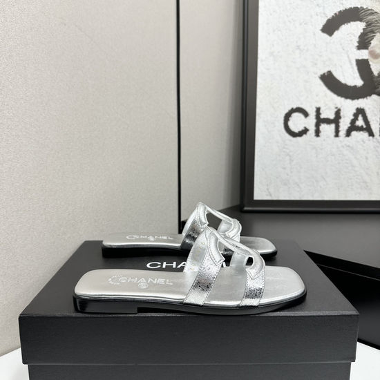 Chanel Elegant Sheepskin Slides with Deluxe Packaging