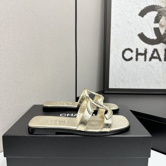 Chanel Elegant Sheepskin Slides with Deluxe Packaging