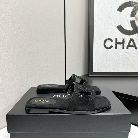 Chanel Elegant Sheepskin Slides with Deluxe Packaging