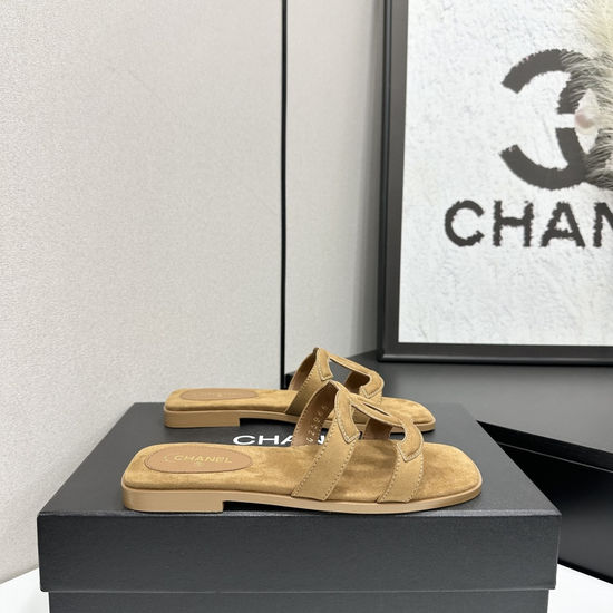 Chanel Elegant Sheepskin Slides with Deluxe Packaging