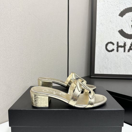 Chanel Elegant Sheepskin Slides with Deluxe Packaging