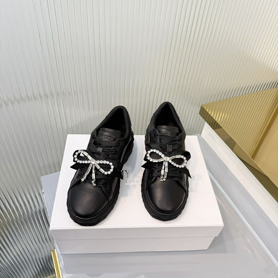 Jimmy Choo Genuine Leather Diamond Cut Sneakers with Pearl Details
