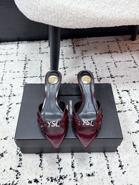 Yves Saint Laurent Square Toe Lace Up High Heel Sandals Premium Leather Shoes