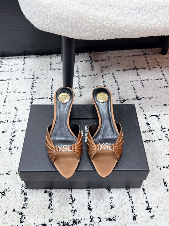 Yves Saint Laurent Square Toe Lace Up High Heel Sandals Premium Leather Shoes
