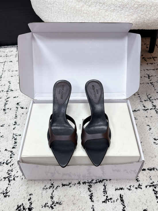 Yves Saint Laurent Pointed Toe Thin Strap High Heel Mules