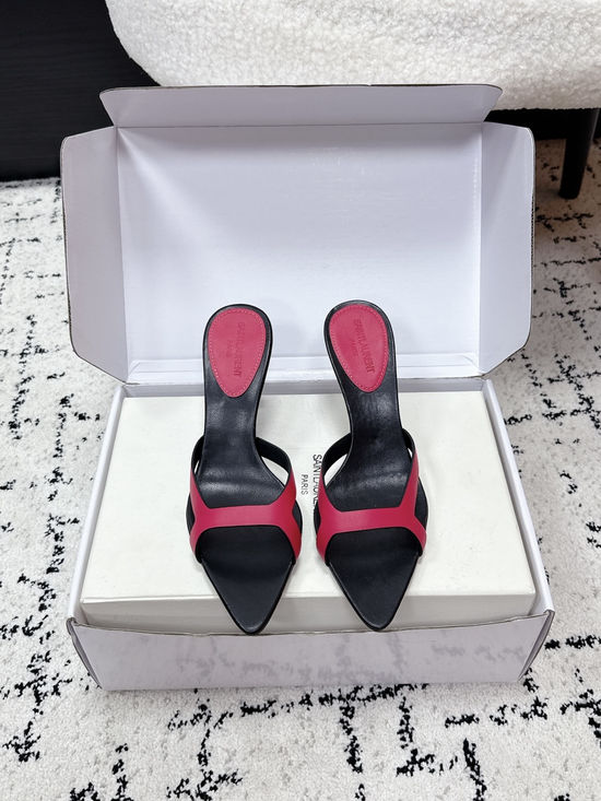 Yves Saint Laurent Pointed Toe Thin Strap High Heel Mules