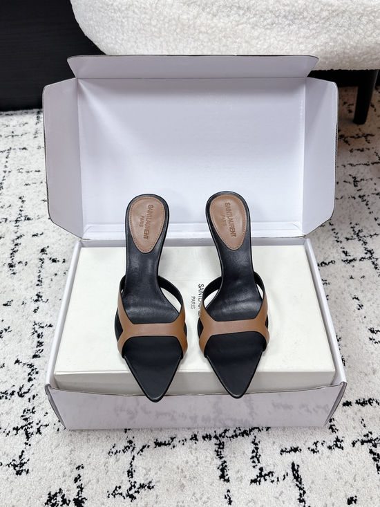 Yves Saint Laurent Pointed Toe Thin Strap High Heel Mules