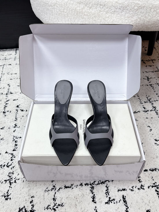 Yves Saint Laurent Pointed Toe Thin Strap High Heel Mules