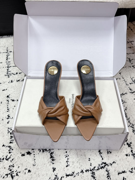 Yves Saint Laurent Pointed Toe Knotted Stiletto Mule Shoes