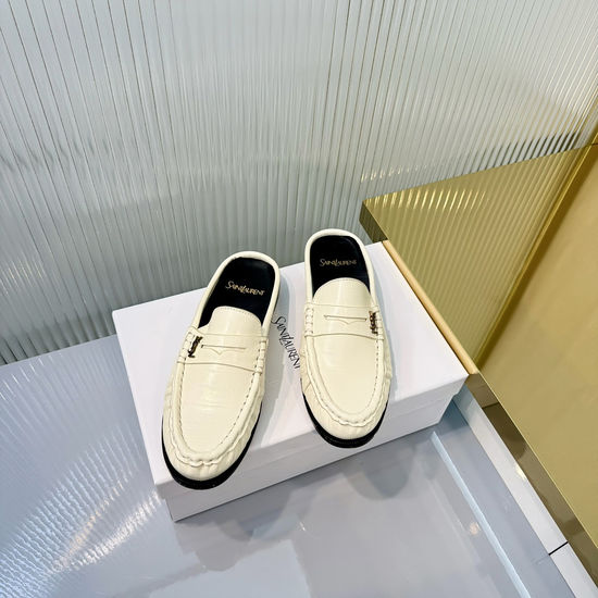 Yves Saint Laurent Wrinkled Loafers with Metal Accent