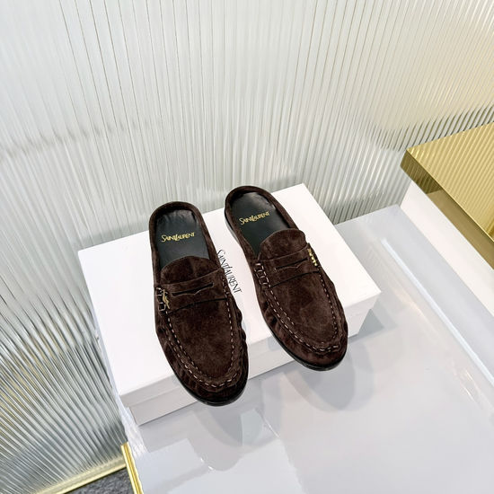 Yves Saint Laurent Wrinkled Loafers with Metal Accent