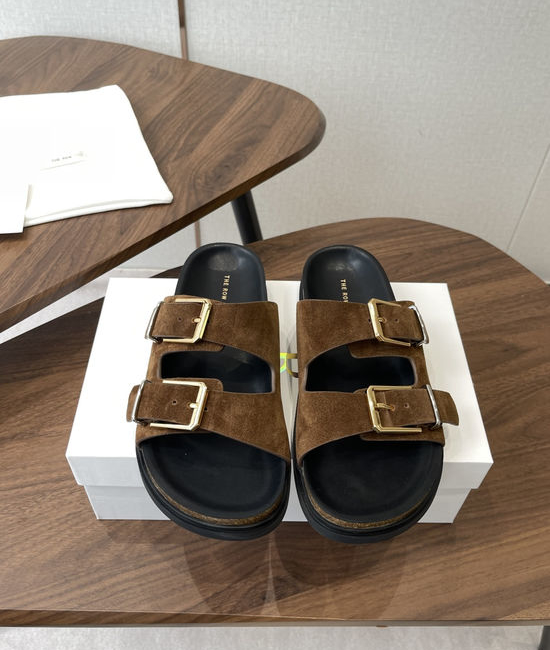 The Row Suede Double Buckle Comfort Clogs Non Slip Casual Footwear