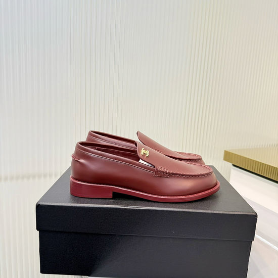 Chanel Patent Leather Loafers with Decorative Hardware Buckle