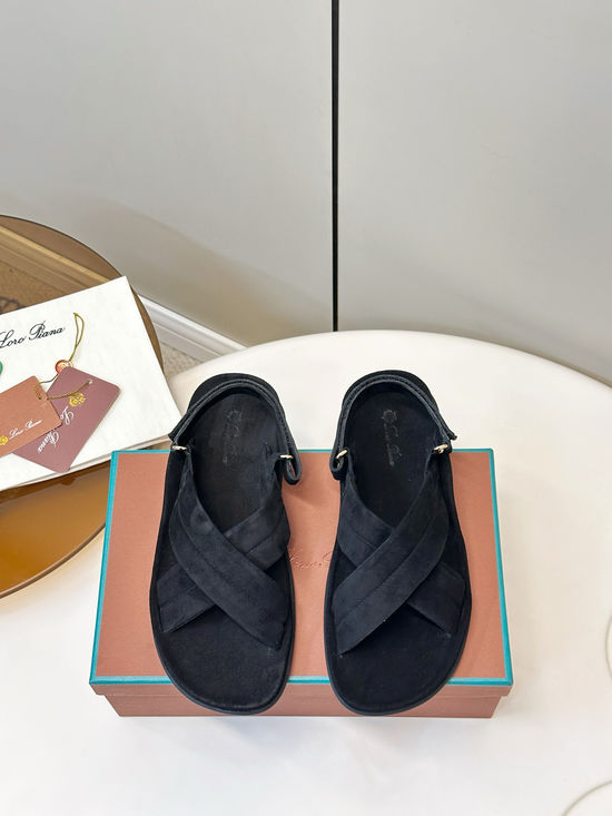 Loro Piana Cross Strap Flat Thong Sandals With Adjustable Closure