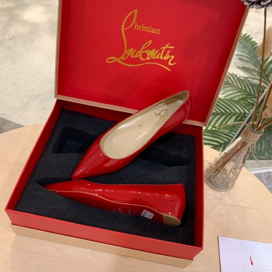 Christian Louboutine Red Patent Leather Classic Dress Shoes with Premium Insole