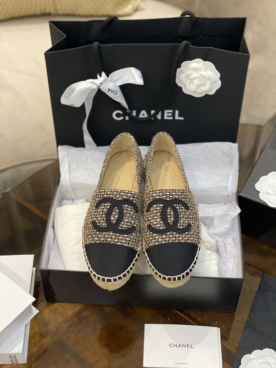 Chanel High Quality Tweed Espadrilles Classic Comfortable Daily Shoes