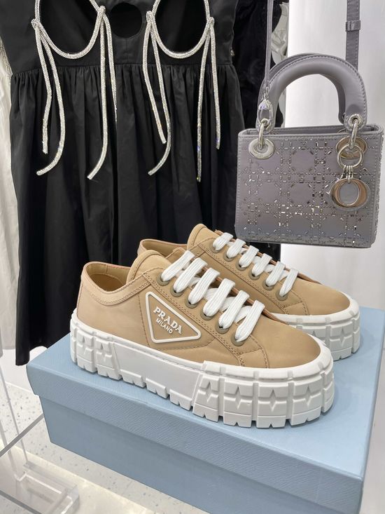 Prada Platform Canvas Sneakers Height Boosting Lined