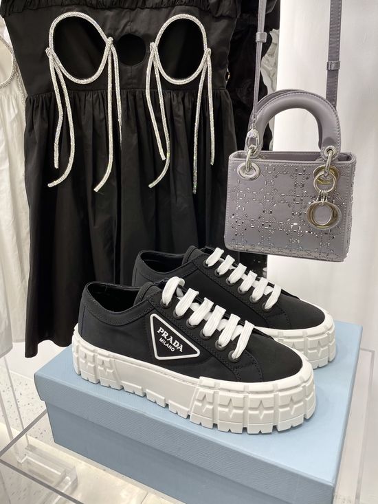 Prada Platform Canvas Sneakers Height Boosting Lined