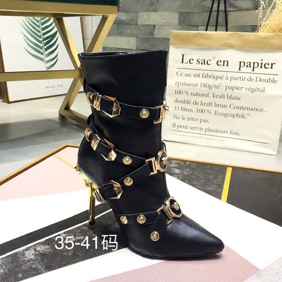 Versace Cowhide Ankle Boots with Sheepskin Lining and Heel
