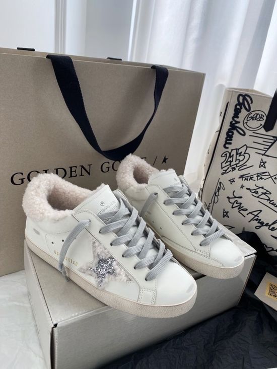 Golden Goose Sequin Detail Fleece Lined Distressed Comfort Casual Shoes