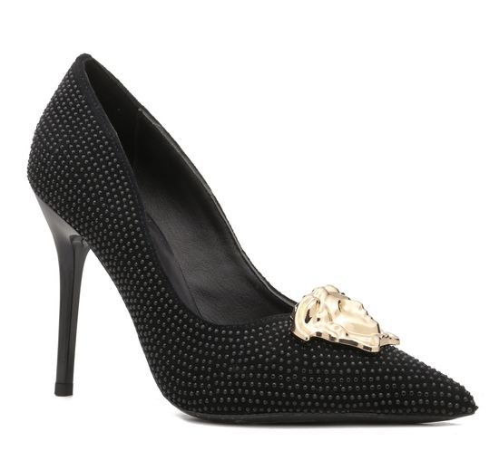 Versace Suede Rhinestone High Heel Fashion Trendy Pumps