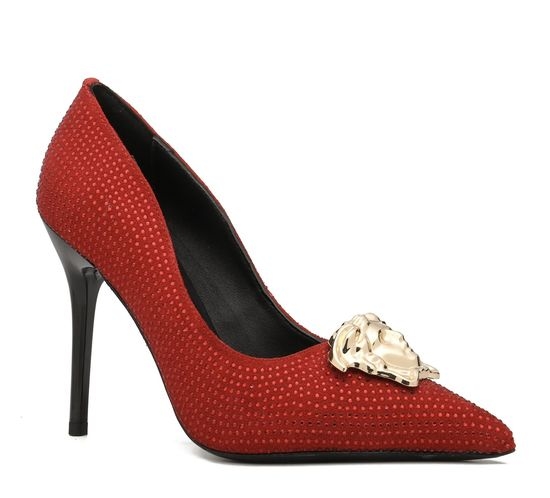 Versace Suede Rhinestone High Heel Fashion Trendy Pumps