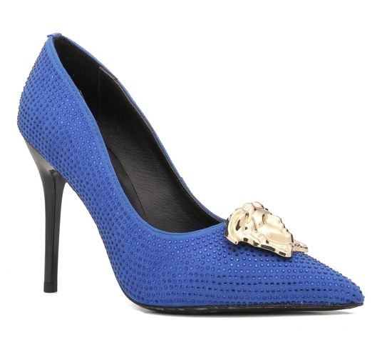 Versace Suede Rhinestone High Heel Fashion Trendy Pumps