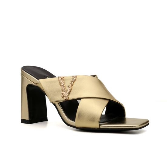 Versace Comfortable Thick Heel V Buckle Slide Sandals