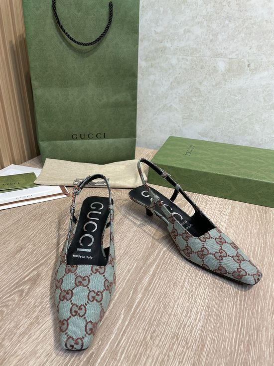 Gucci Classic Jacquard Slingback Kitten Heels with Refined Craftsmanship