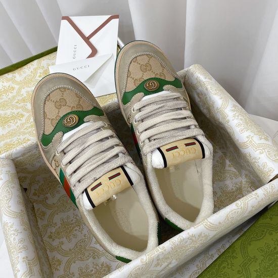 Gucci Vintage Distressed Crystal Decor Comfortable Casual Sneakers