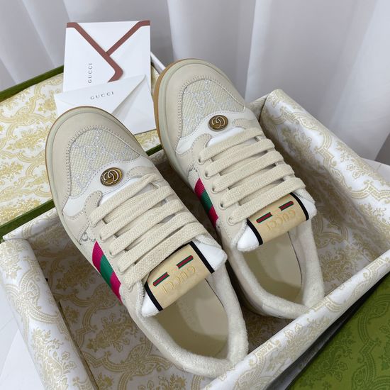 Gucci Vintage Distressed Crystal Decor Comfortable Casual Sneakers