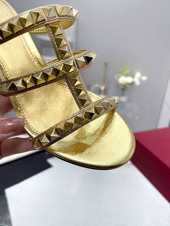 Valentino Hollow Out Rivet Decor Premium Leather Comfortable Shoes