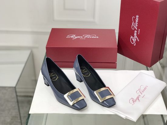 Roger Viver Patent Leather Buckle Low Heel Pumps