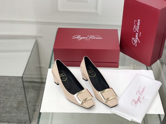 Roger Viver Patent Leather Buckle Low Heel Pumps
